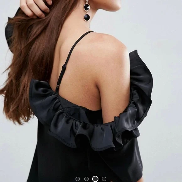 ASOS Ruffle Cold Shoulder cami mini dress - Picture 4 of 8